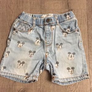 Zara | Mickey Mouse Denim Shorts